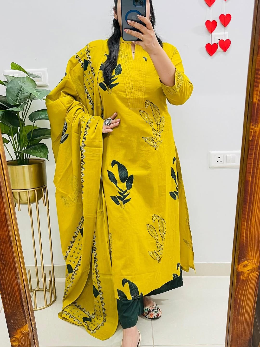 Yellow Elegant Cotton Salwar Set with Dupatta