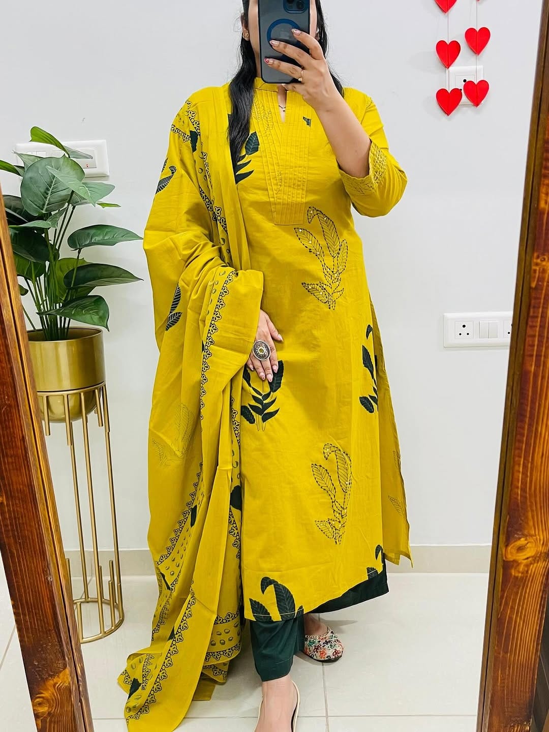 Yellow Elegant Cotton Salwar Set with Dupatta