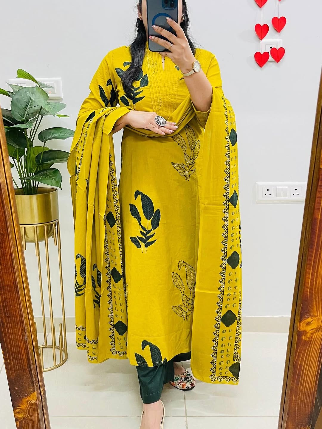 Yellow Elegant Cotton Salwar Set with Dupatta