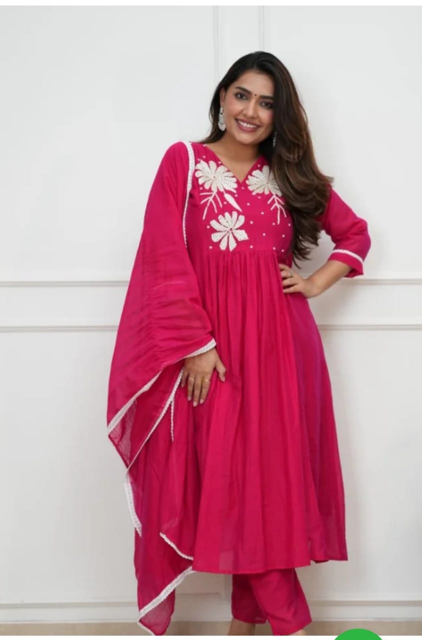 Gulbahaar Pink Flair Cotton Kurta Set